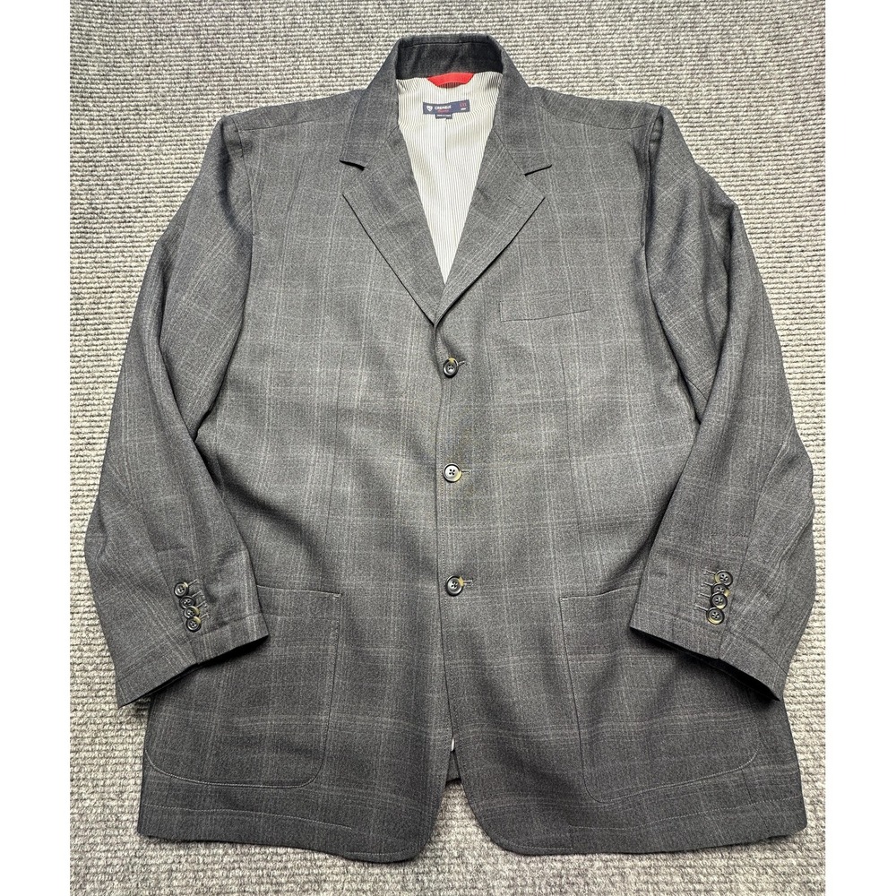 Cremieux‎ Blazer Mens 2XL Gray Plaid 3 Button Classic Fit Sport Coat Jacket